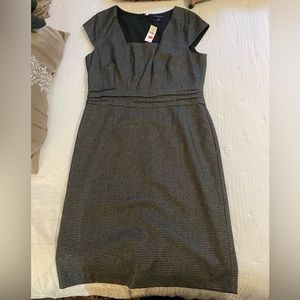 Banana Republic Grey and Black Lined Knee Length Dress Size 14